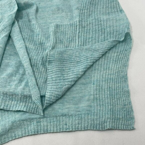 White Warren Linen Cardigan Women Sz S Open Pocket Mint Green Lightweight Tunic - Picture 6 of 10
